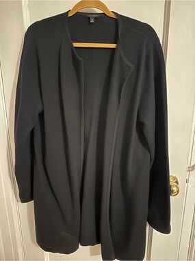 Talbots Black Open-Front Knit Cardigan